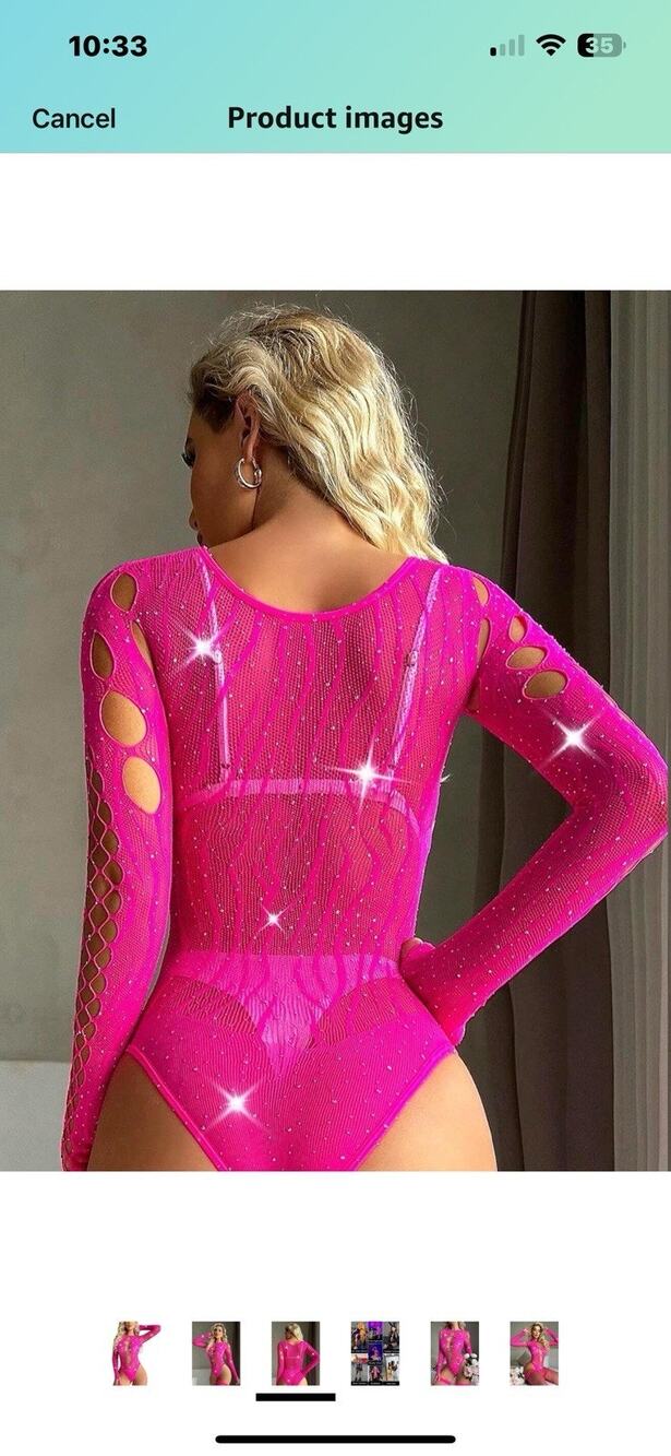 Avidlove Women's Lingerie Rhinestone Fishnet Bodysuits